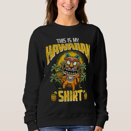 This Is My Hawaiian   Cat Wearing Tiki Mask Luau H Sweatshirt (Vorderseite)