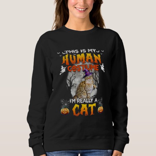 This Is My Human Costume I'm Really A Cat Hallowee Sweatshirt (Vorderseite)