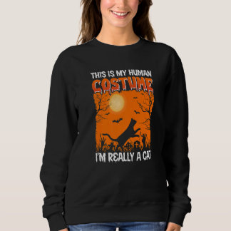 This Is My Human Costume I'm Really A Cat Pumkin H Sweatshirt