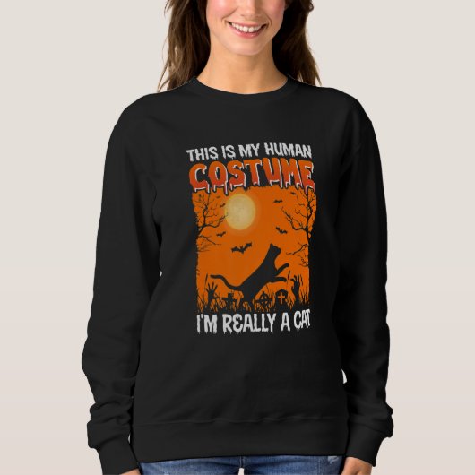 This Is My Human Costume I'm Really A Cat Pumkin H Sweatshirt (Vorderseite)