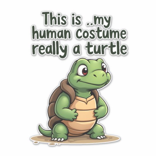 This Is My Human Costume I'm Really A Turtle T-Shi Aufkleber (Vorderseite)