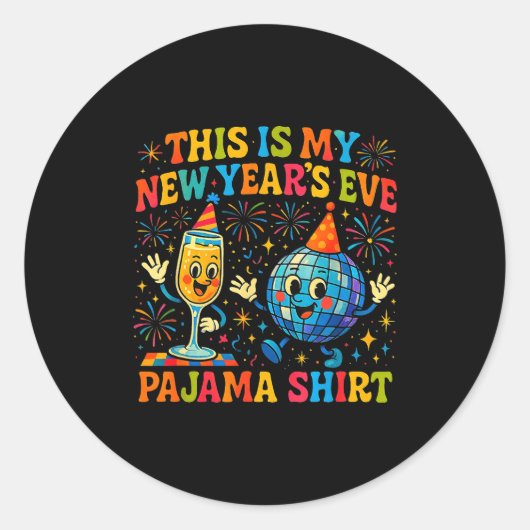 This Is My New Year’s Eve Pajama Funny Retro Gift  Runder Aufkleber (Vorderseite)