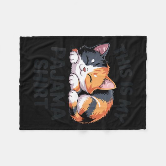 This Is My Pajama Funny Calico Cat  Fleecedecke (Vorderseite (Horizontal))