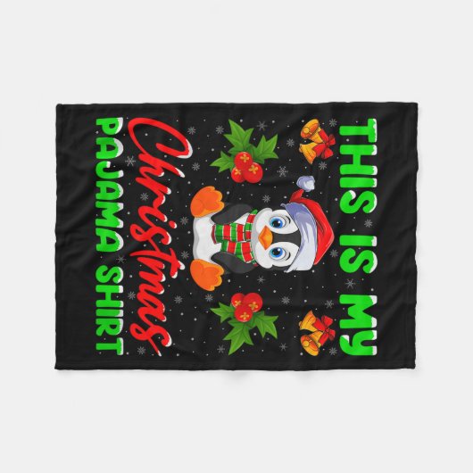 This Is My Penguin Christmas Pajamas Funny Penguin Fleecedecke (Vorderseite (Horizontal))