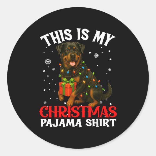 This Is My Rottweiler Christmas Pajama Shirt Xmas Runder Aufkleber (Vorderseite)