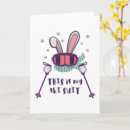 This is my Ski Suit Skiing Rabbit with ski poles Karte (Gelbe Blume)