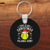 This Is My Softball Christmas Pajama Shirt Srt Men Schlüsselanhänger (Vorderseite)