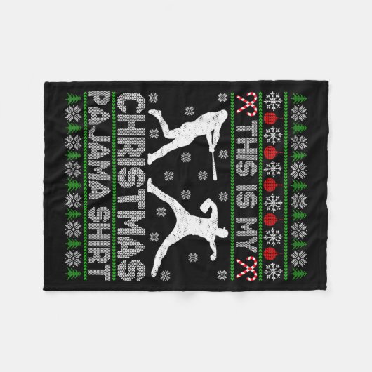 This Is My Ugly Christmas Pajama Baseball Funny Wi Fleecedecke (Vorderseite (Horizontal))