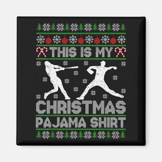 This Is My Ugly Christmas Pajama Baseball Funny Wi Magnet (Vorne)