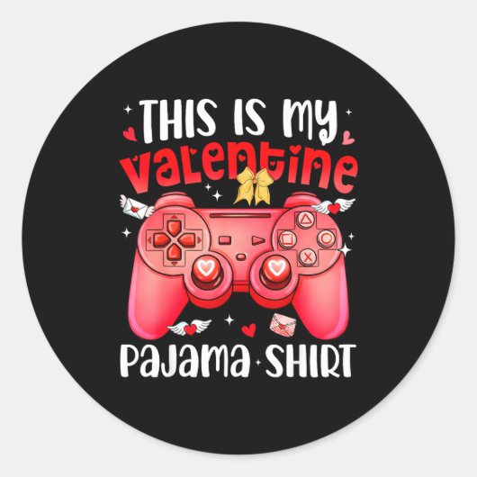 This Is My Valentine Pajama Video Games Gamer Boy Runder Aufkleber (Vorderseite)