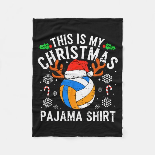 This Is My Volleyball Christmas Pajama Shirt Men B Fleecedecke (Vorderseite)