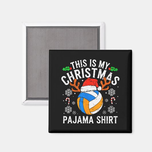 This Is My Volleyball Christmas Pajama Shirt Men B Magnet (Vorderseite/Rückseite)