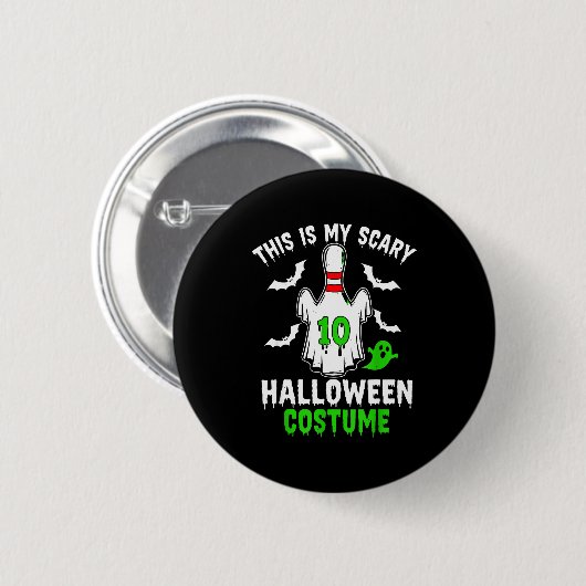 This Is My Y Halloween Costume Bowling N Ghost Sok Button (Vorne & Hinten)