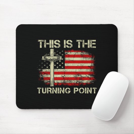 This Is The Turning Int Faith Cross Us Flag Patrio Mousepad (Mit Mouse)