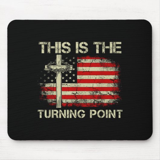 This Is The Turning Int Faith Cross Us Flag Patrio Mousepad (Vorne)