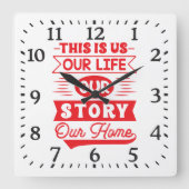 This Is Us Our Life Story Quadratische Wanduhr (Vorderseite)
