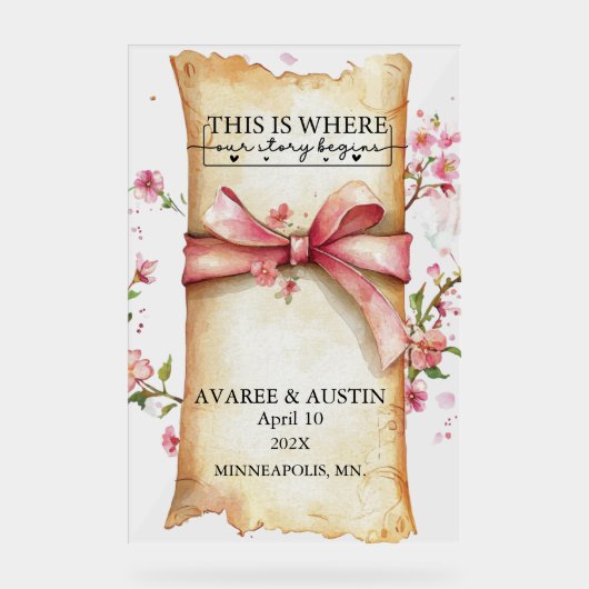 This Is Where Our Story Begins Wedding   Acrylschild (Vorderseite)