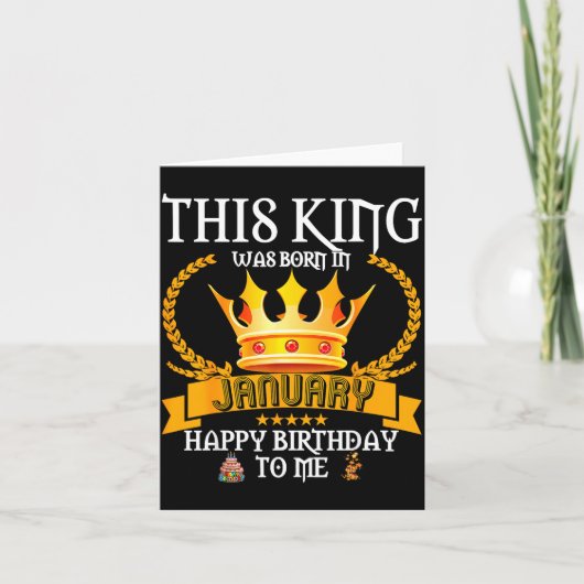 This King Was Born In January Funny Jan Birthday D Karte (Vorderseite)
