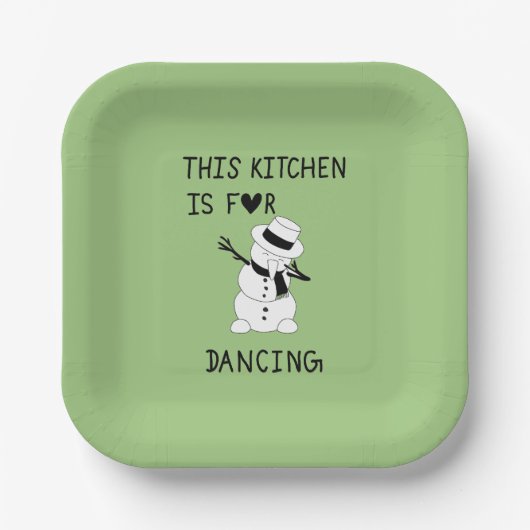 This Kitchen is for dancing snowman Pappteller (Vorderseite)