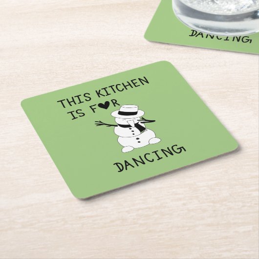 This Kitchen is for dancing snowman Rechteckiger Pappuntersetzer (angewinkelt)