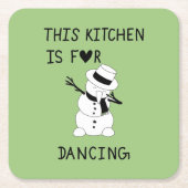 This Kitchen is for dancing snowman Rechteckiger Pappuntersetzer (Vorderseite)