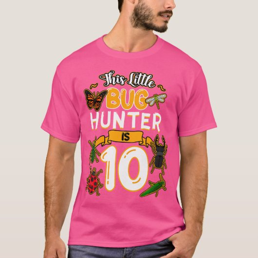 This Little Bug Hunter Is 10 Birthday Insect Bday T-Shirt (Vorderseite)