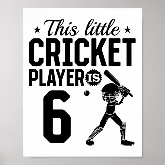 This Little Cricket Player Is 6 Years Old - 6th Bi Poster (Vorne)