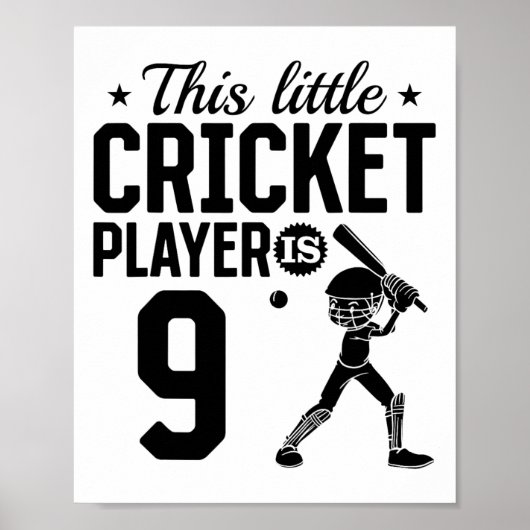 This Little Cricket Player Is 9 Years Old - 9th Bi Poster (Vorne)