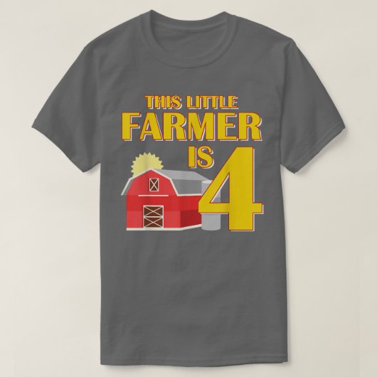 This Little Farmer Is 4 Year Old Farm Tractor Birt T-Shirt (Design vorne)