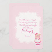 "This Little Piggy" Einladung zum ersten Geburtsta (Vorne/Hinten)