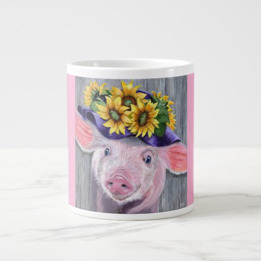 This Little Piggy Original Painting Jumbo-Tasse (Vorderseite)