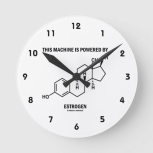 This Machine Is Powered By Estrogen (Molecule) Runde Wanduhr