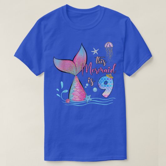 This Mermaid Is 9th Birthday Girls Magical 9 Years T-Shirt (Design vorne)