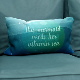 This Mermaid Quote Watercolor Waves Lumbar Pillow Lendenkissen