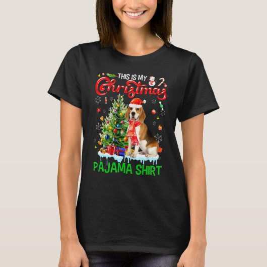 This My Christmas Pajama Beagle Scarf Santa Xmas T-Shirt (Vorderseite)