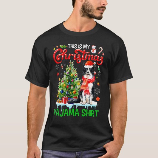 This My Christmas Pajama Border Collie Santa Xma T-Shirt (Vorderseite)