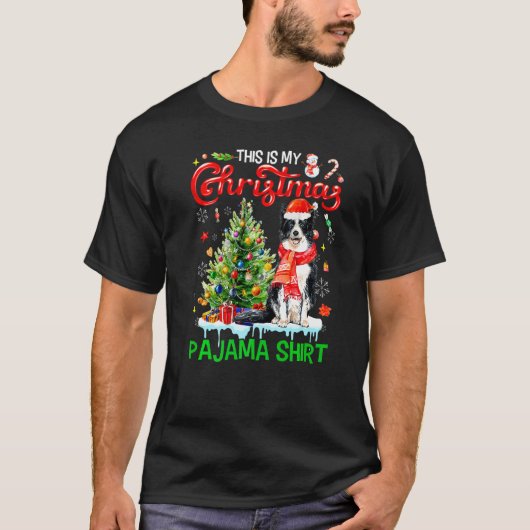 This My Christmas Pajama Border Collie Santa Xmas T-Shirt (Vorderseite)