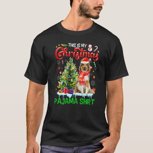 This My Christmas Pajama  Shetland Sheepdog Santa  T-Shirt (Vorderseite)