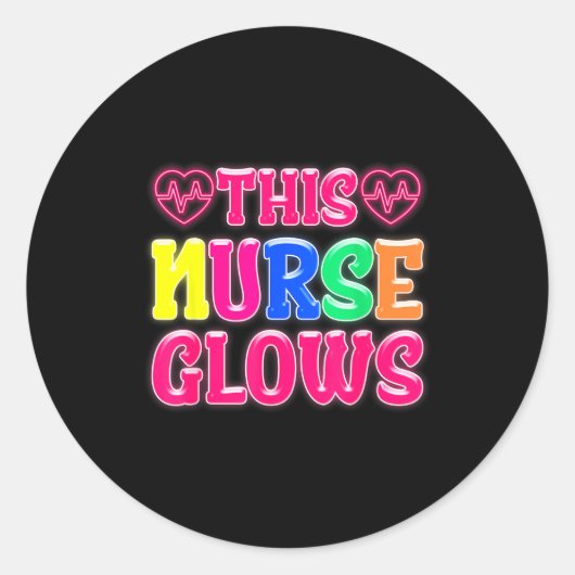This Nurse Glows Nursing Glow Retro Runder Aufkleber (Vorderseite)