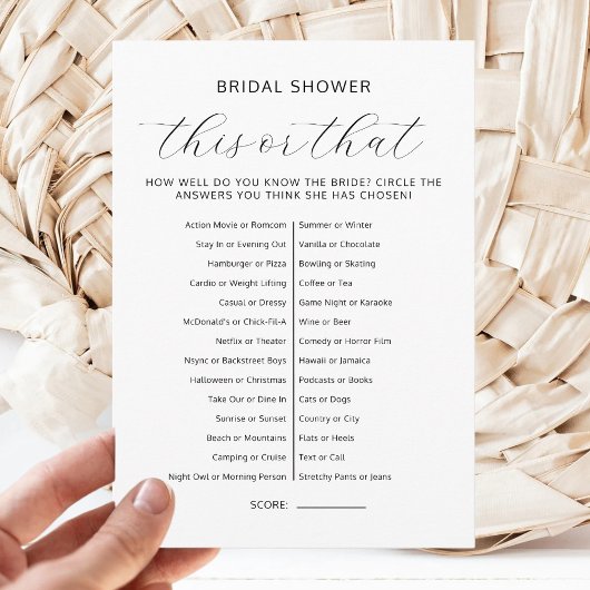 This Or That Bridal Shower Couples Wedding Games Einladung