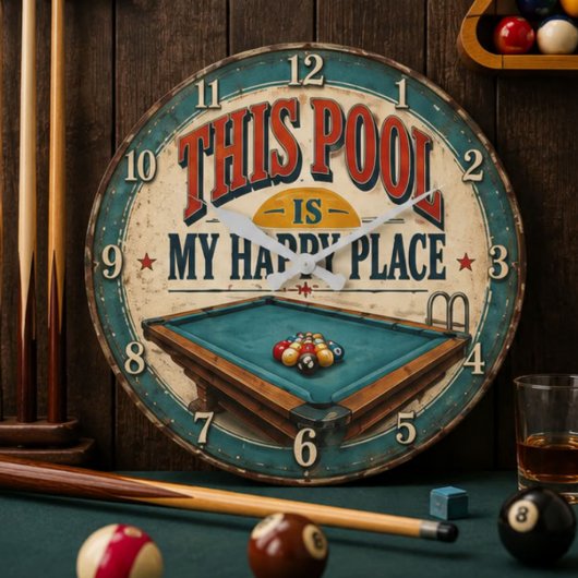 This Pool Is My Happy Place Große Wanduhr
