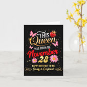 This Queen Was Born On November 28 November 28th B Karte (Gelbe Blume)