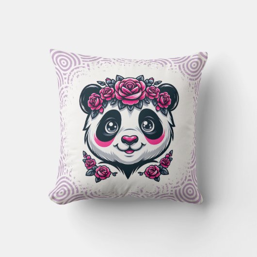 This smiling panda framed by pink roses blends exo kissen (Vorderseite)