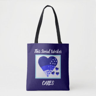 This Social Worker Cares Heart Blue Tasche