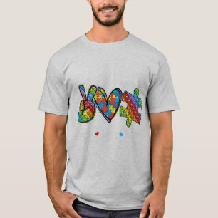 This tee with peace hand, heart shape and pop it s