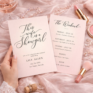 This Wife Is a Showgirl Blush Bachelorette Weekend Einladung
