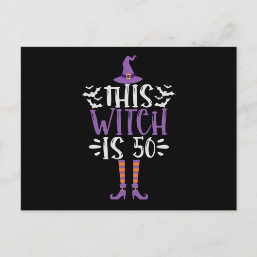 This Witch is 50th Funny Spooky Halloween Birthday Postkarte (Vorderseite)