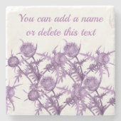 THISTL-violette Blume Steinuntersetzer (Vorderseite)