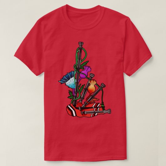 Thistle and bagpipe Schottland T-Shirt (Design vorne)