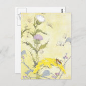 Thistle and Bee on Goldenrod Postkarte (Vorne/Hinten)